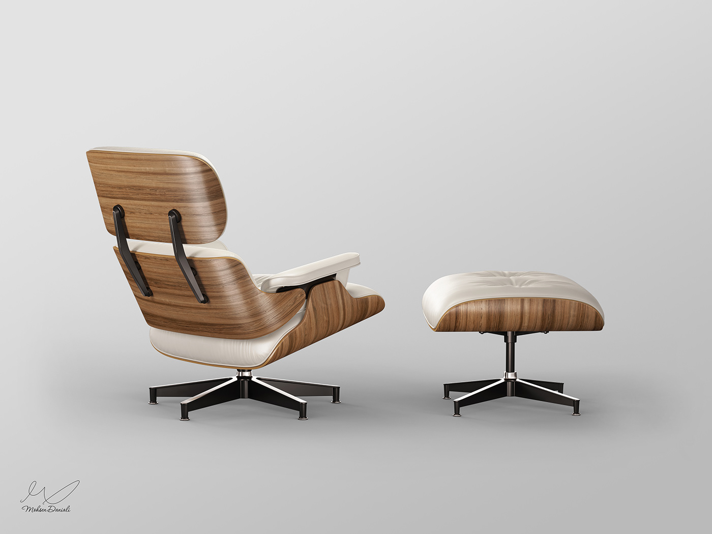 3ds max chair EAMES furniture Interior leather longe modeling rendering V-ray