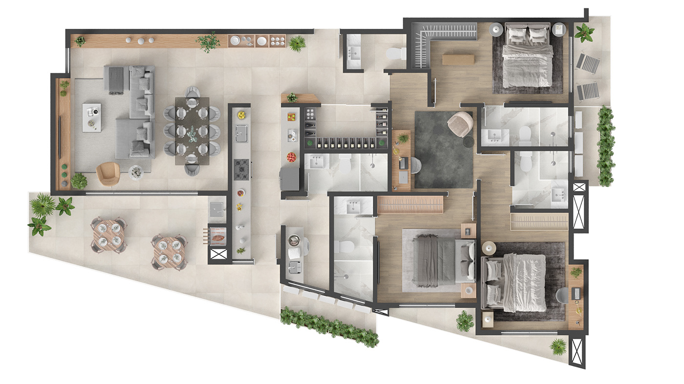 archviz architecture visualization 3ds max interior design  modern Render CGI corona render  floor plan