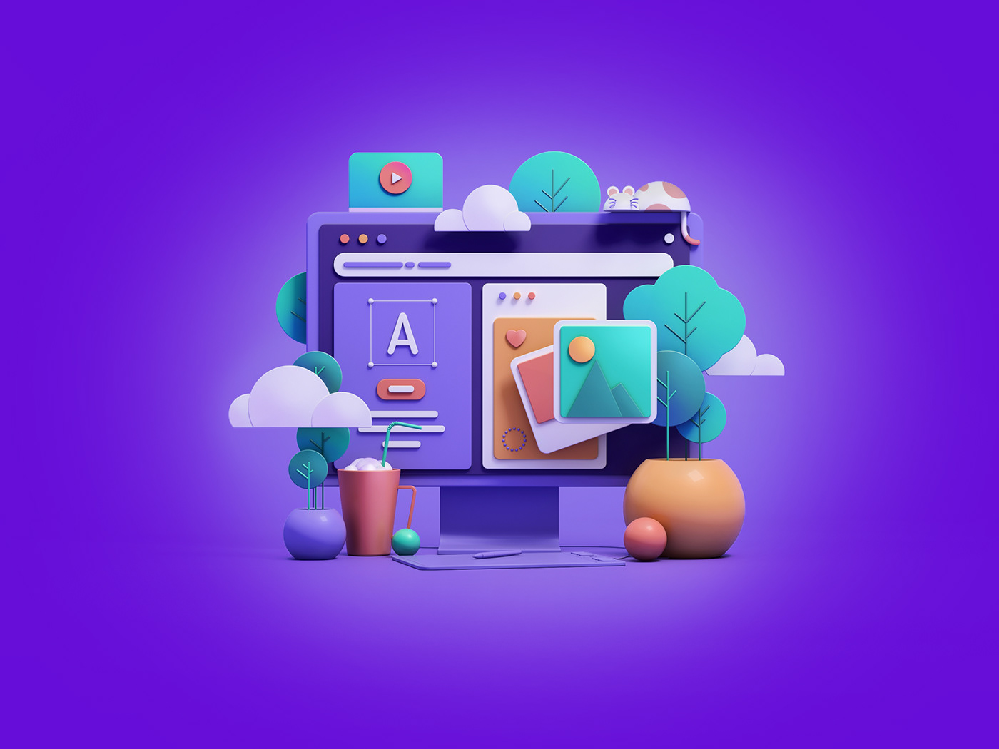 3D design ILLUSTRATION  UI