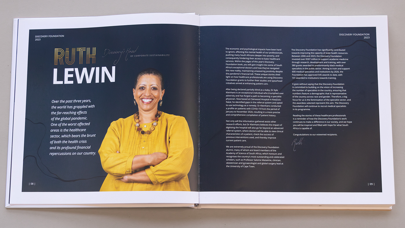 discovery book south africa print gold foil Layout design foundation awards RCK Roering Creative Kin