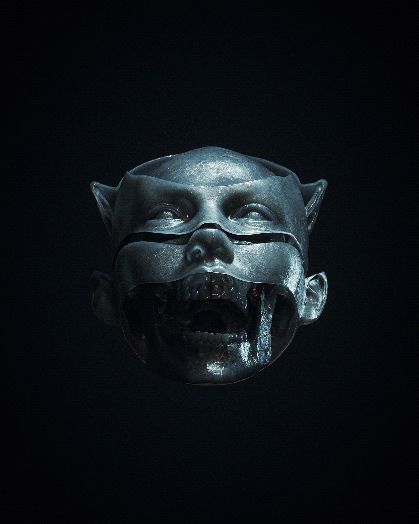 billelis sculpture 3D Zbrush black ILLUSTRATION  skull death statue Digital Art 