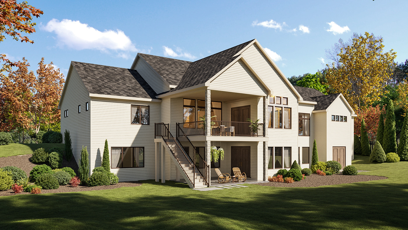 rendering house visualization exterior archviz CGI modern american house