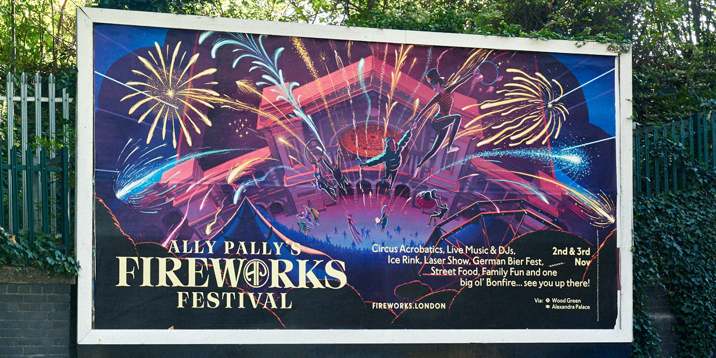 Ally Pally fireworks ILLUSTRATION  colour poster Poster Design Advertising  advertising poster