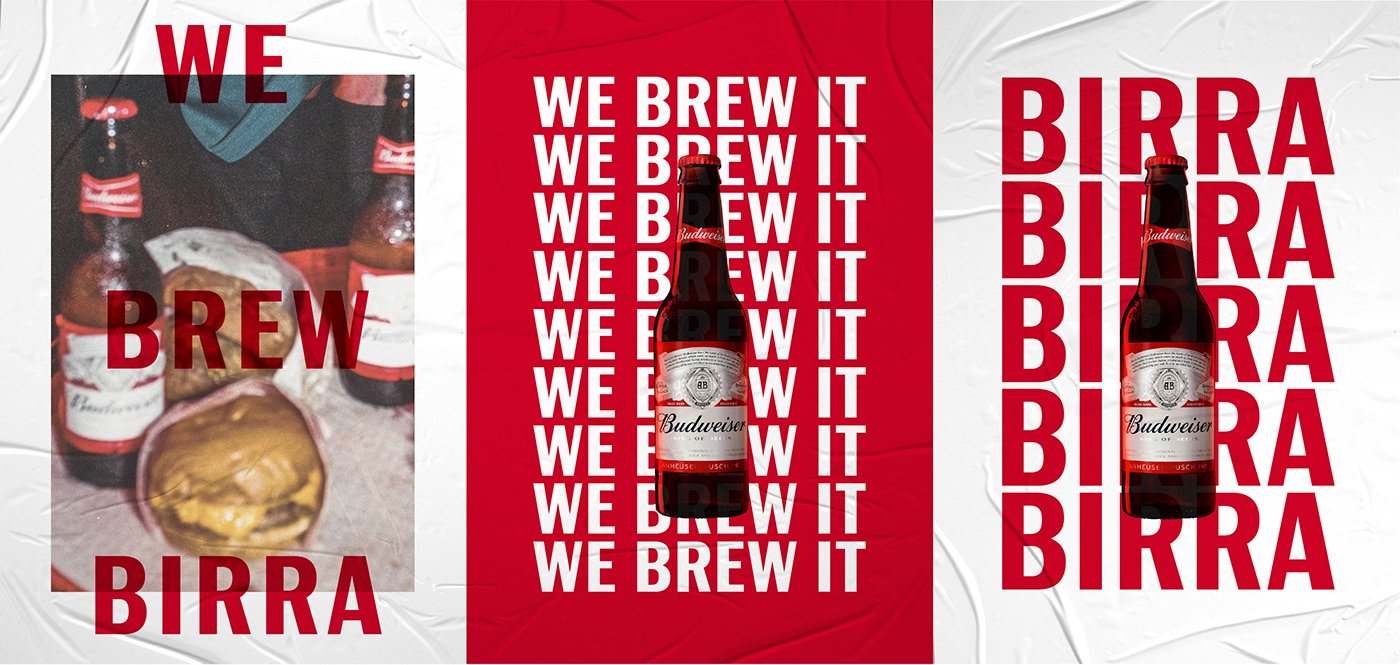 beer branding  Budweiser ad brewing cerveza design Layout OOH poster
