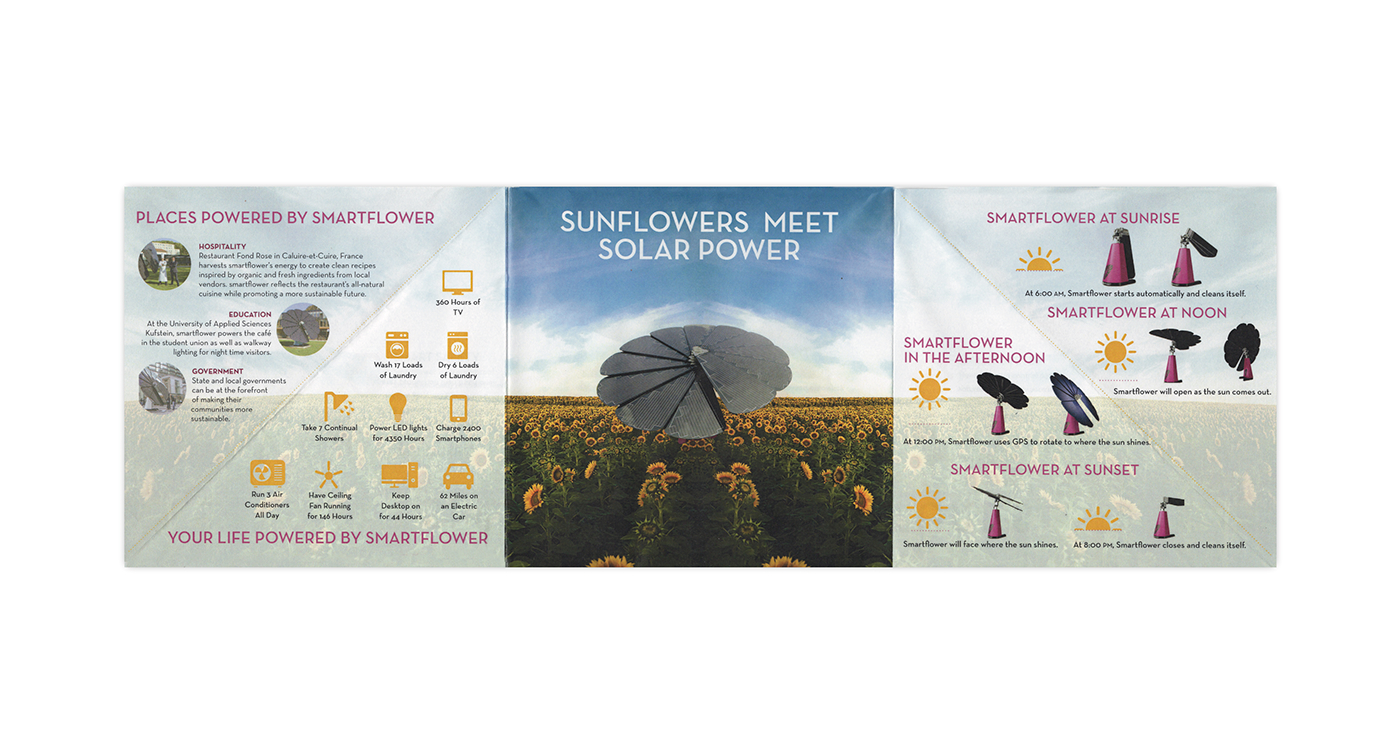brochure green flower sunflower ecofriendly enviroment solar power smartflower Nature adobeawards