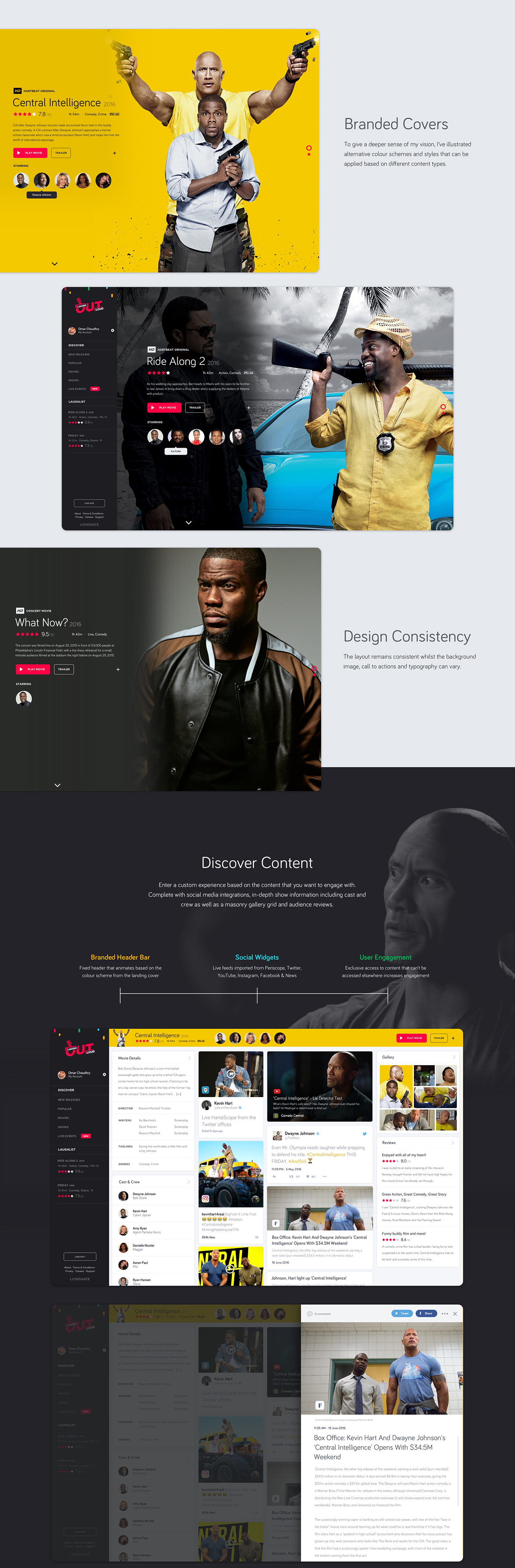 kevin hart  design concept Laugh Out Loud dashboard movie network profile design design omar choudhry user interface user experience