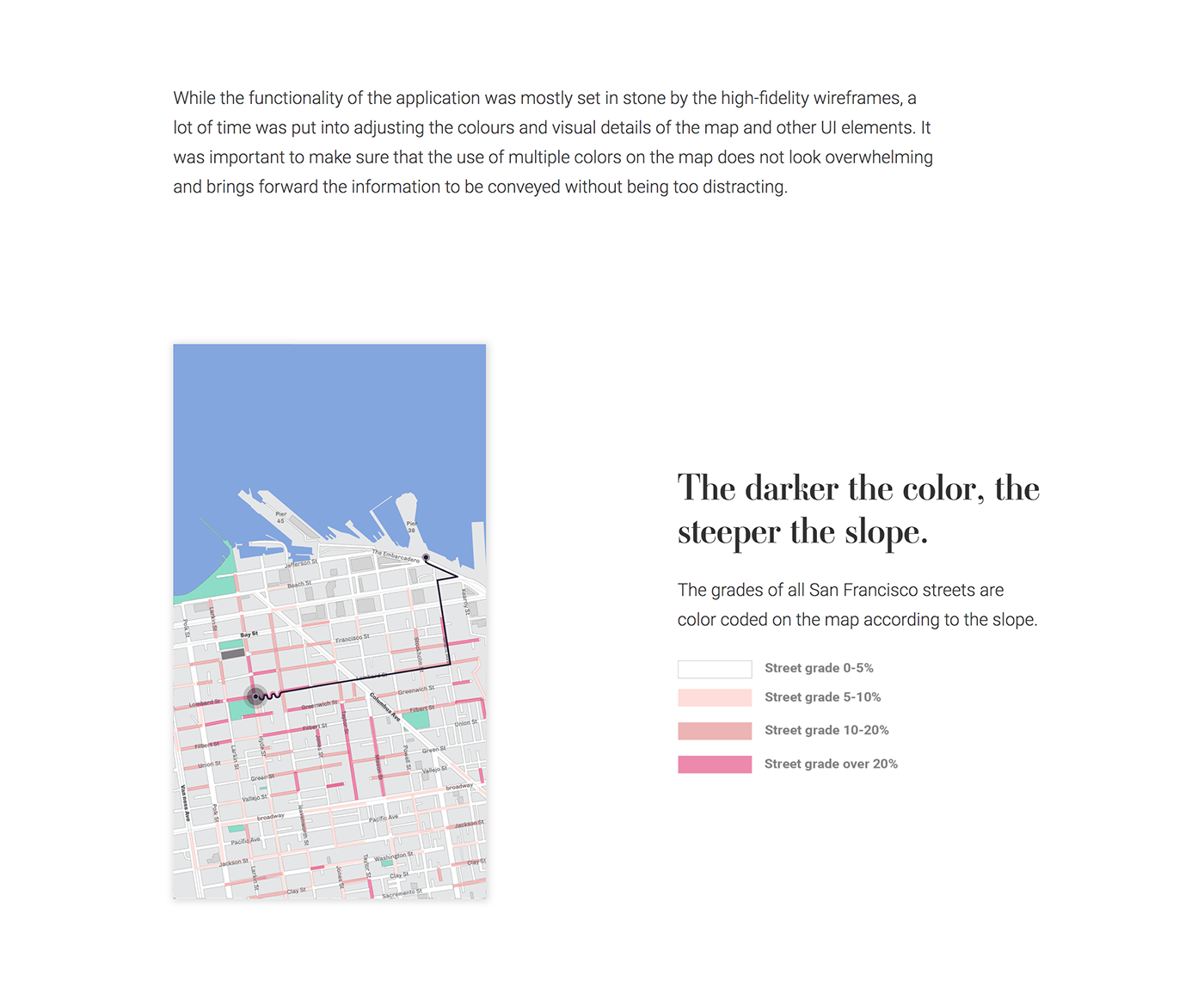 Wiggle San Franciso app design app concept hills incline steep hills maps adobeawards Semis