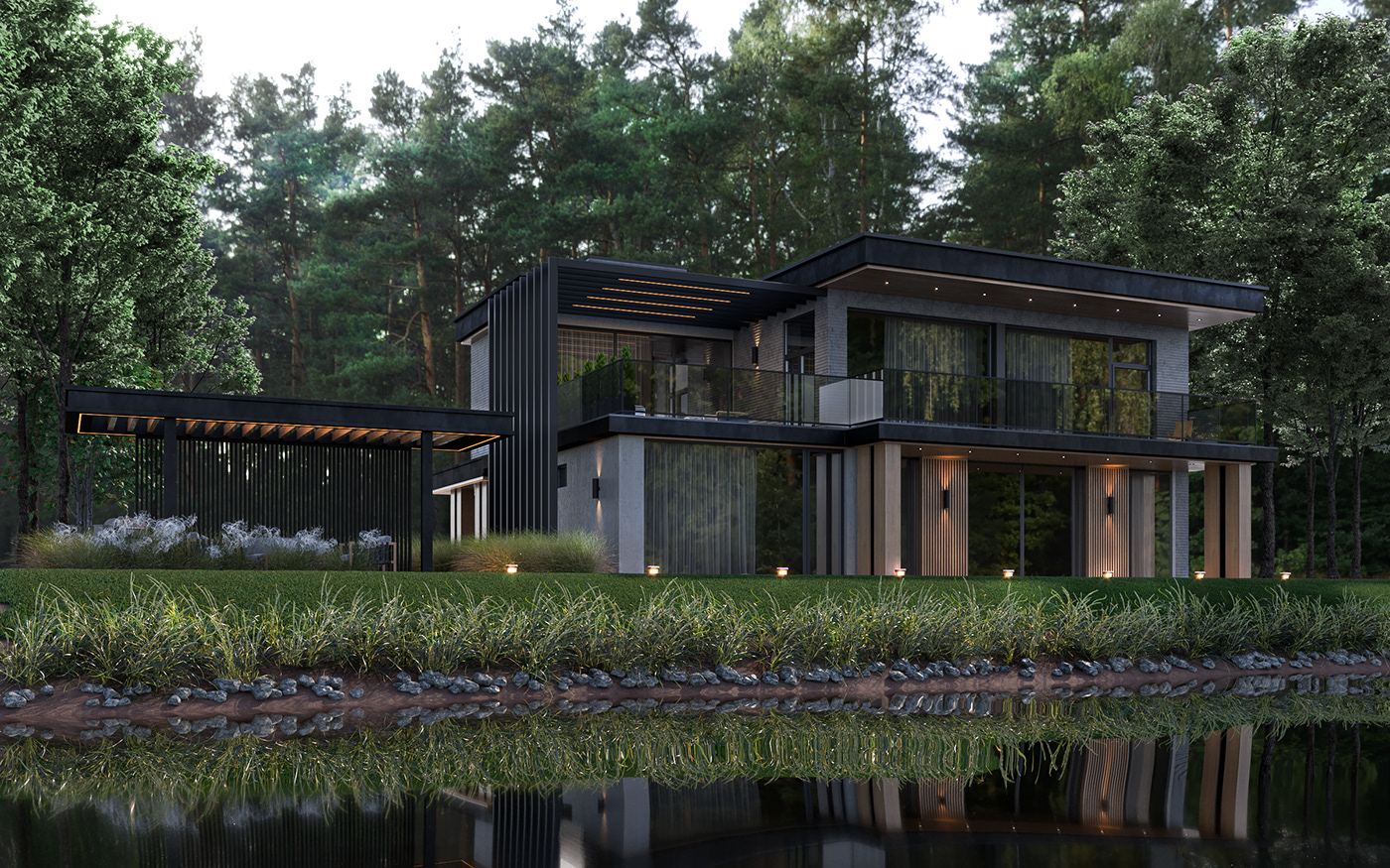 3ds max architecture archviz exterior house Nature Render visualization water