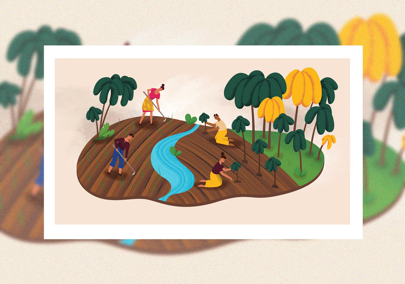 animation  explainer illustrations Character design  characters soil Landscape Workers