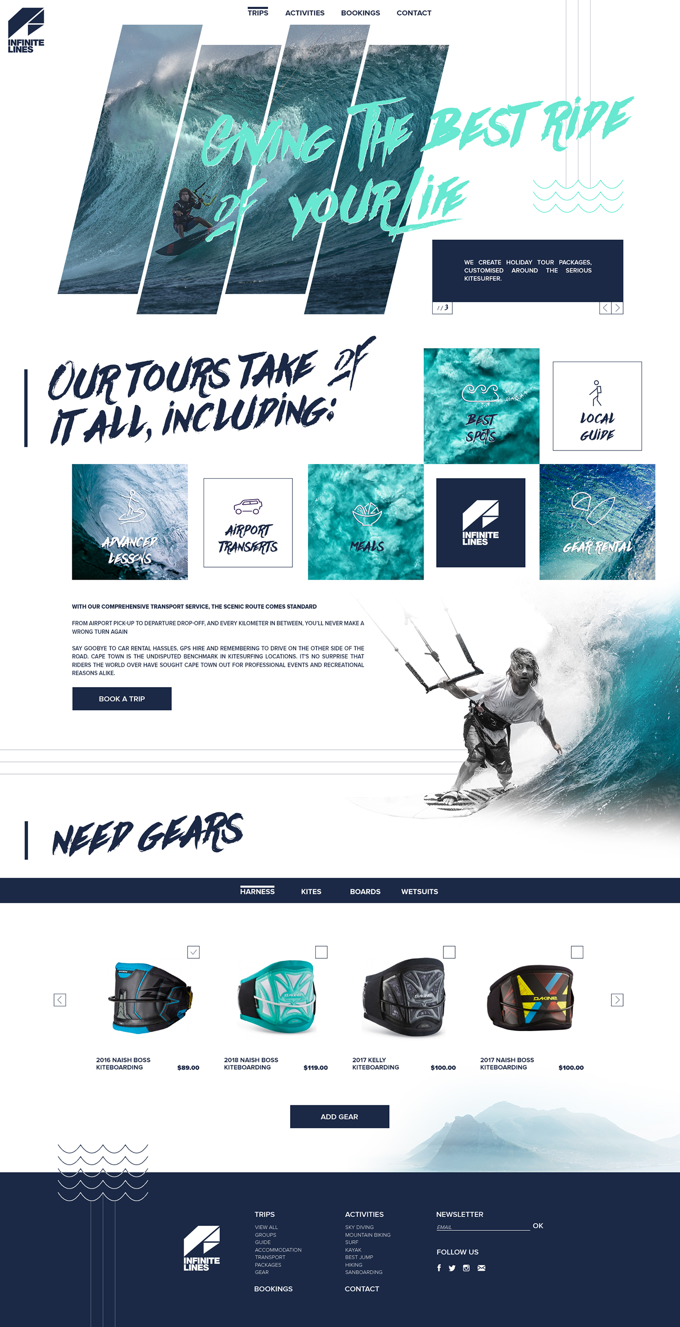 concept UX UI Webdesign facebook Quiksilver Netflix Surf Travel