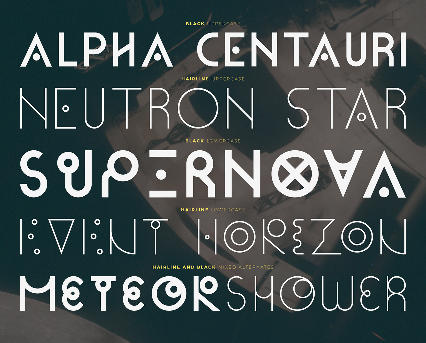 Constellations type Typeface free font geometric minimal modern alternative Space  galaxy Apollo Free font cassiopeia