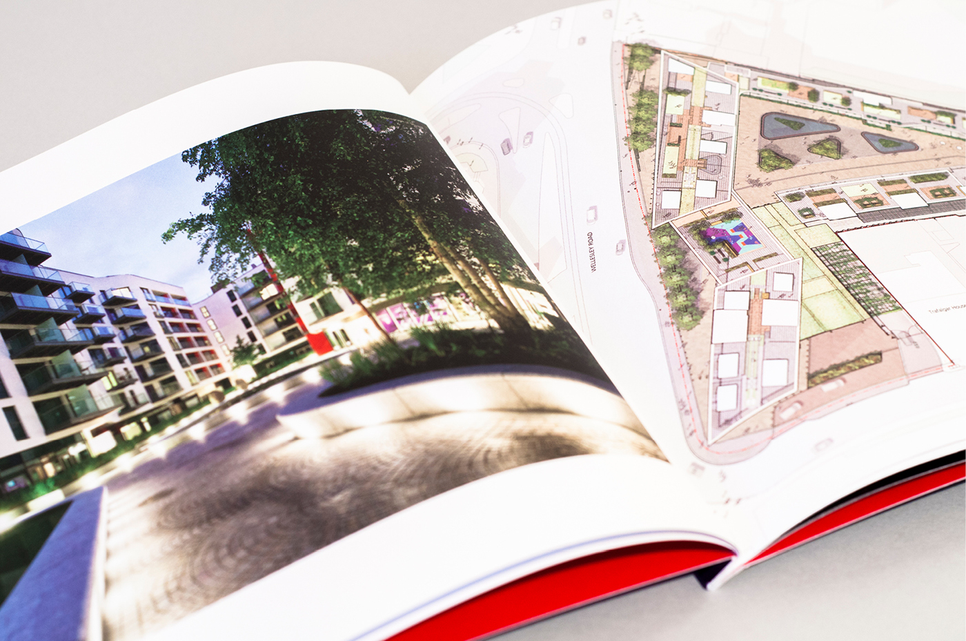 Interior planners brochure red infographic CGI building visualisation apartments design architect architects designers Booklet architectural