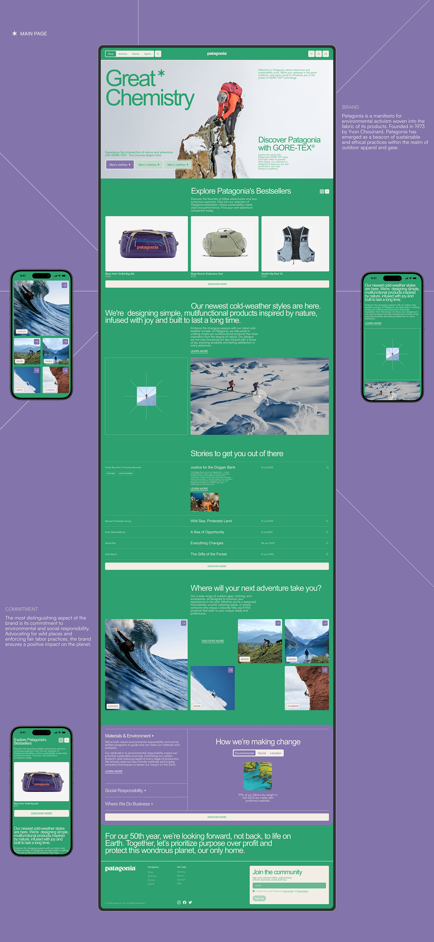 patagonia Figma Website UI/UX user interface sports Sportswear Ecommerce redesign Web Design 
