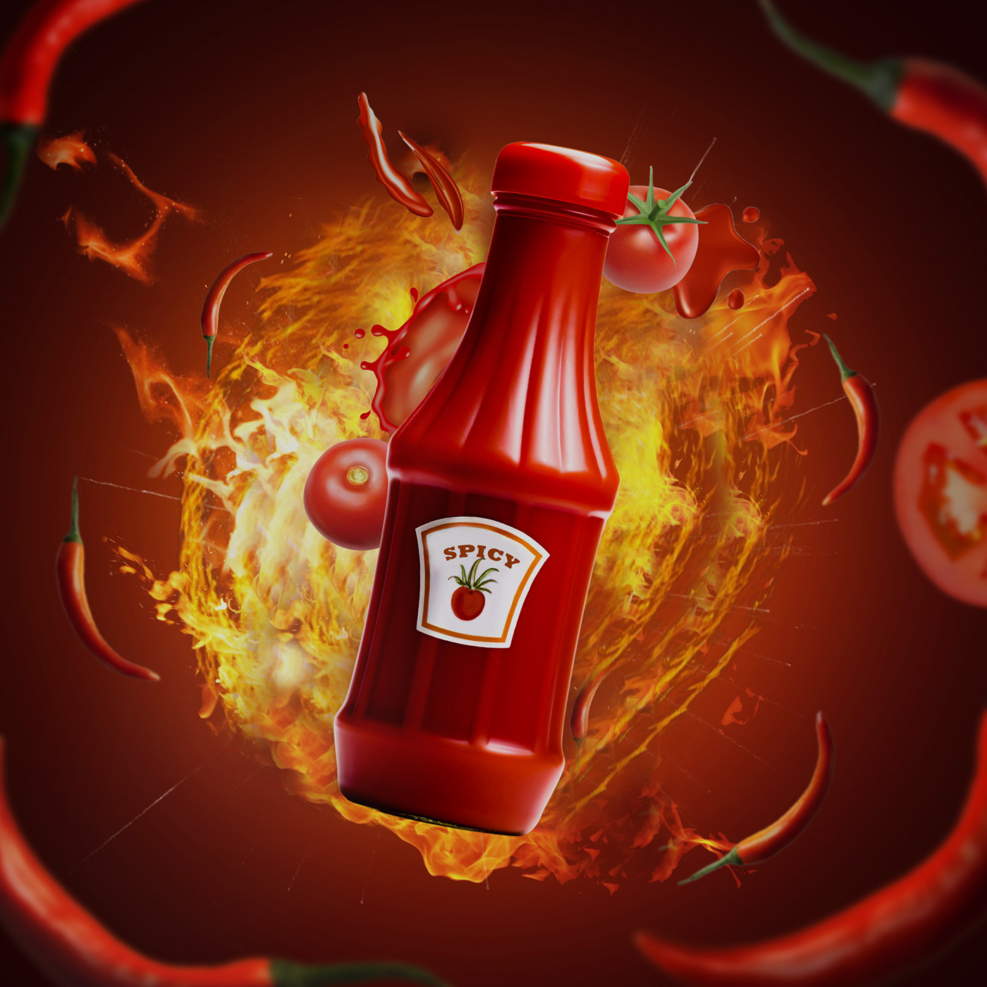 Social media post Graphic Designer Social Media Design ketchup Food  spicy red chilly Hot