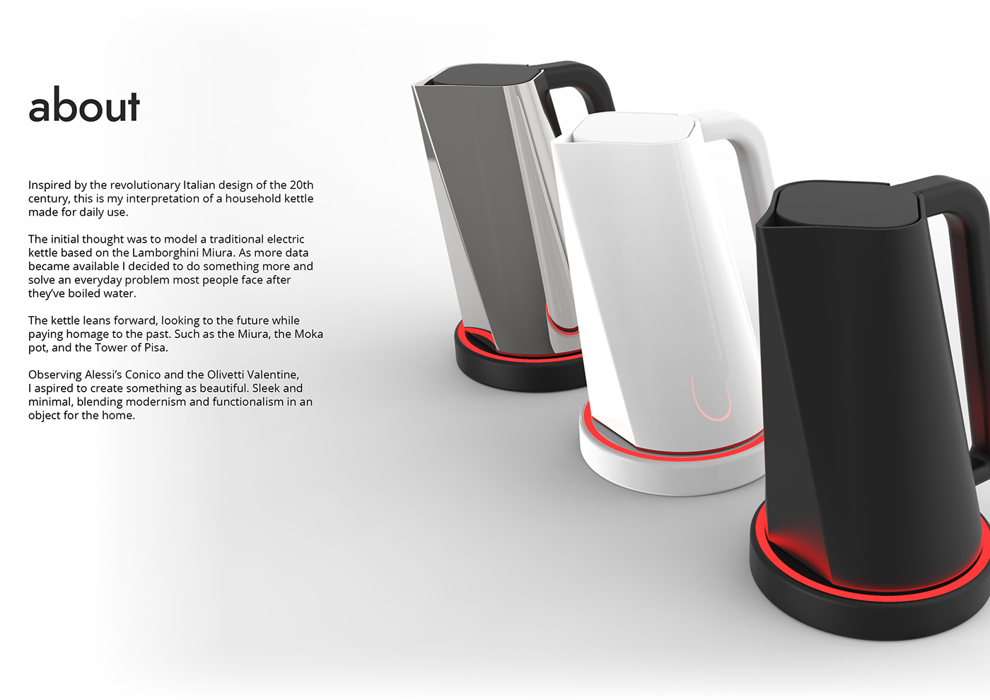 product design  industrial design  kettle appliance italian design led