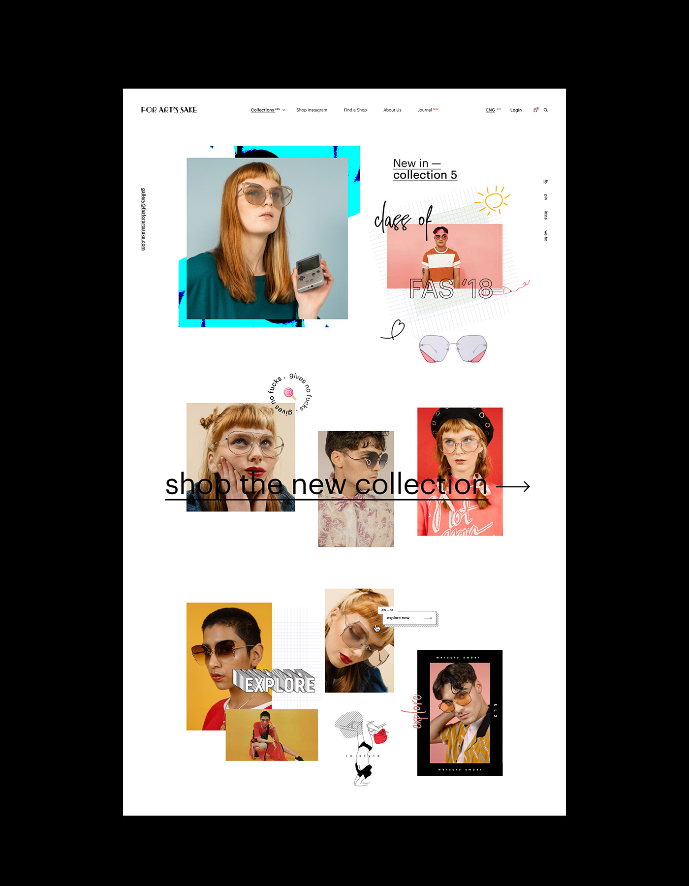 UI modern minimal Fashion  glasses brand accessories London product shop