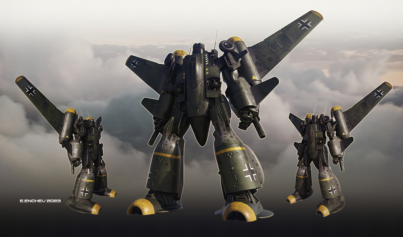 Transformers robot concept design ww2 Retro Military Jet Aircraft messerchmitt