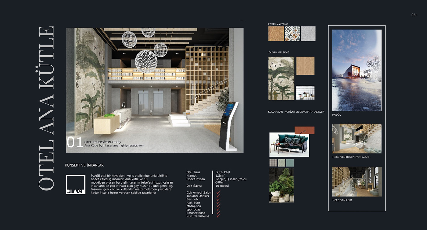 3ds max architecture boutıque hotel interior designer modul Project hotel project presentation Presentation Board