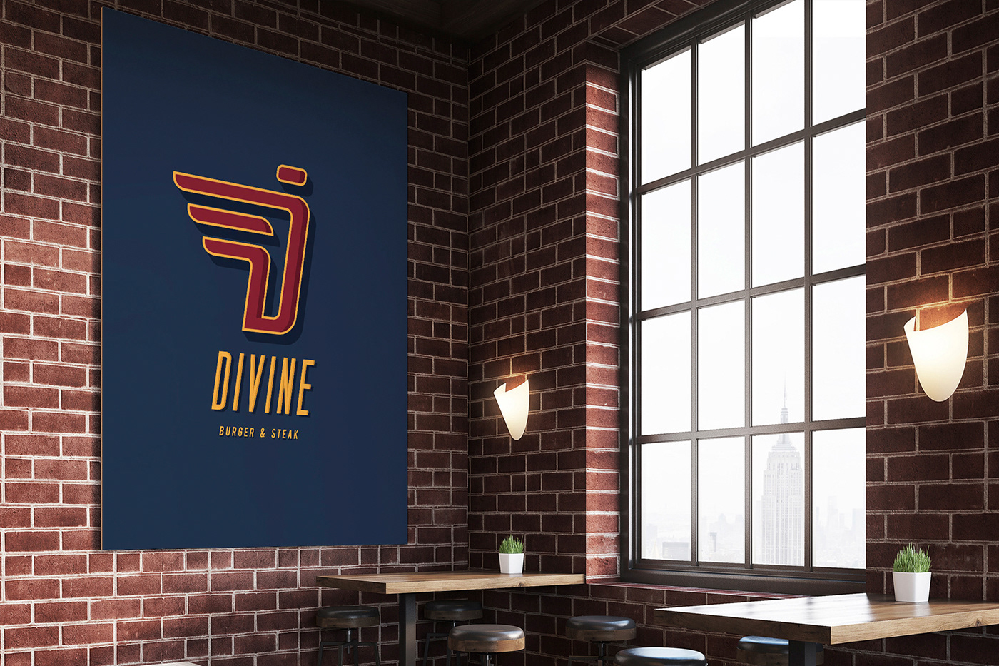 divine burger steak Diner Bar logo concept branding  Sal athens loft d'art Chris Pakiotis