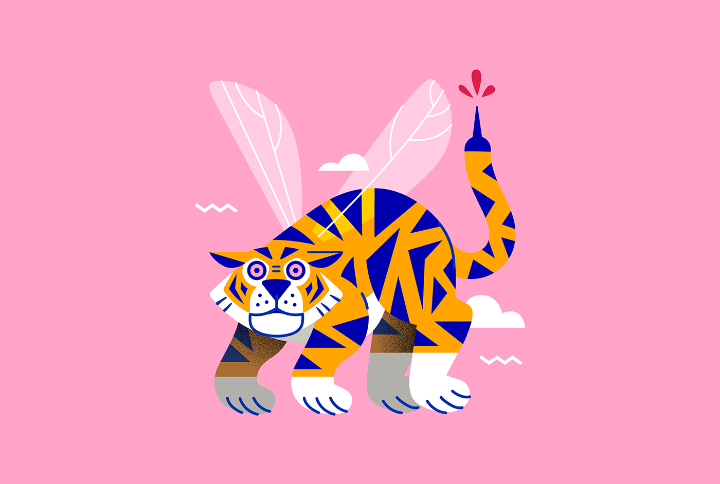 animal beast Character design  flat design Flying ILLUSTRATION  mosquito simple design tiger vector
