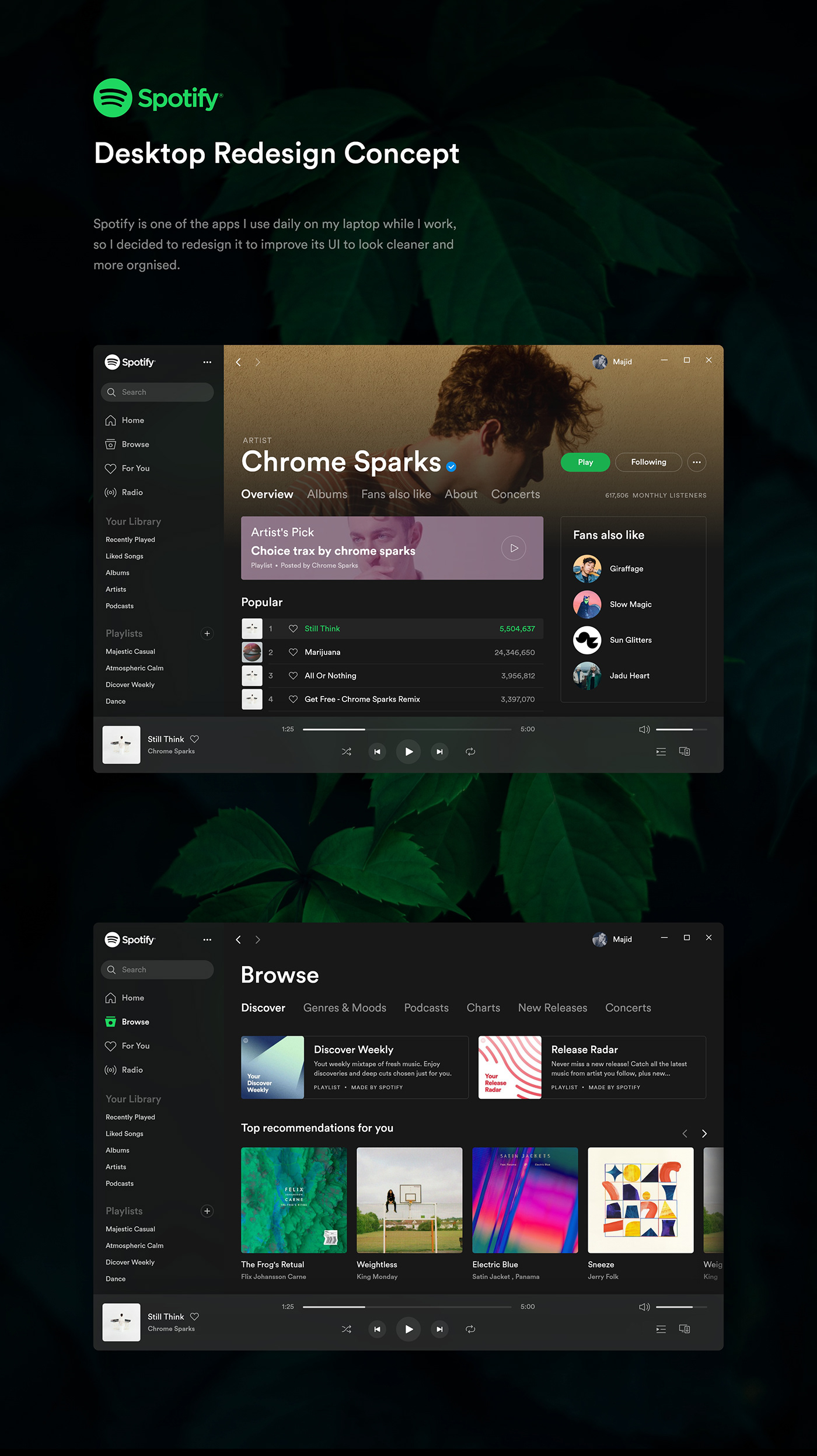 UI ux design UserInterface spotify music Music Player typography   redesign concept