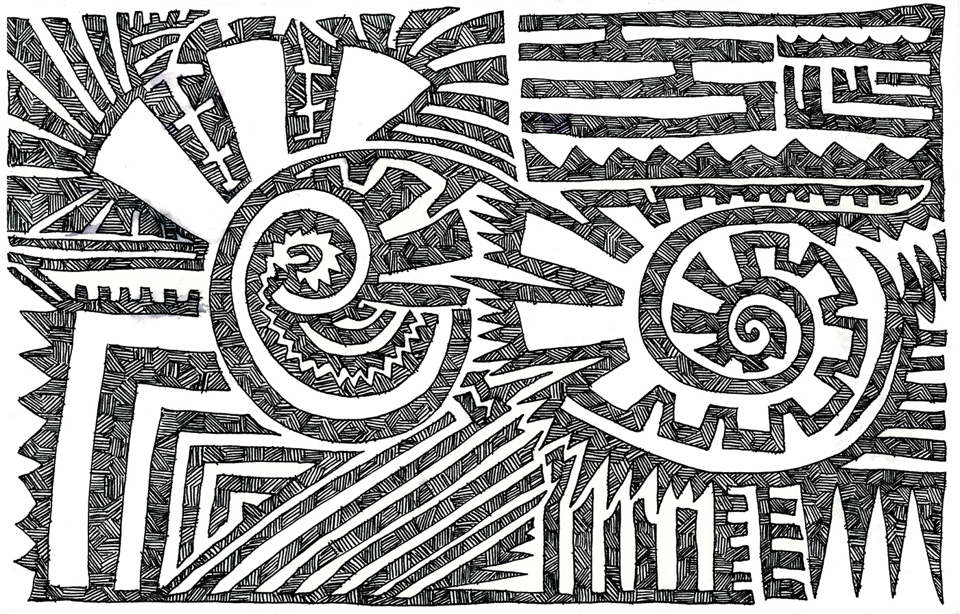 maze hatching design abstrac labyrinth black and white