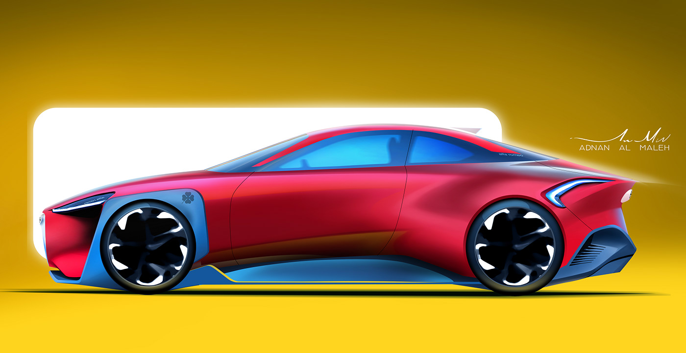 alfa romeo GTV coupe electric concept car sketch