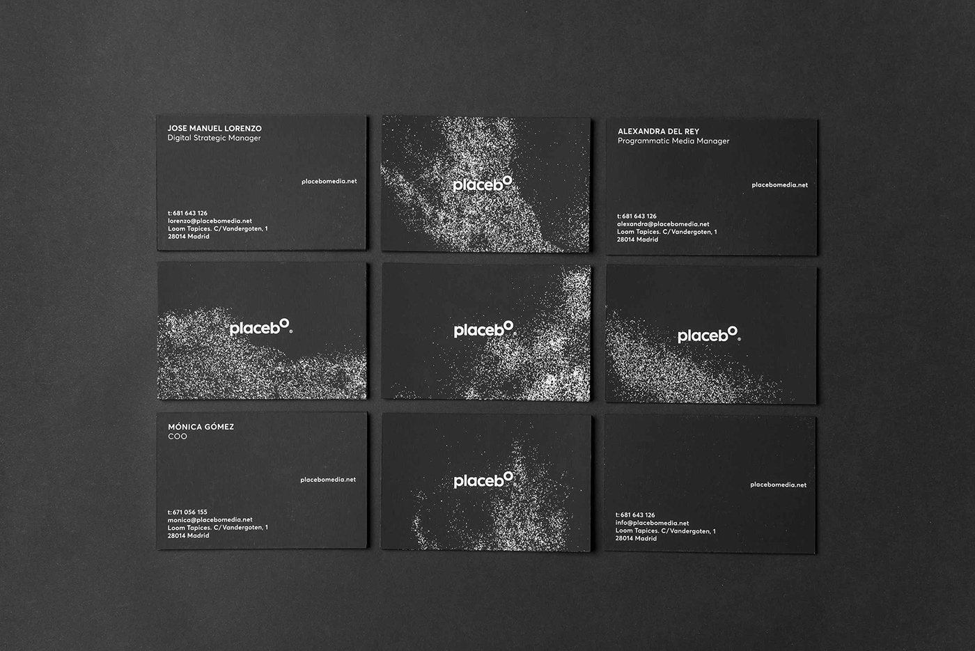 programmatic brand black placebo cards corporative efervescencia company Programática