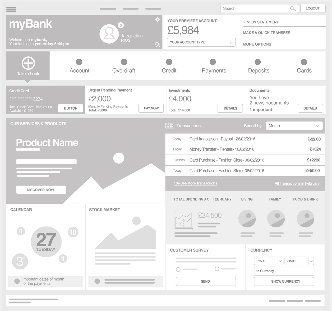 dashboard UI ux banking account Bank