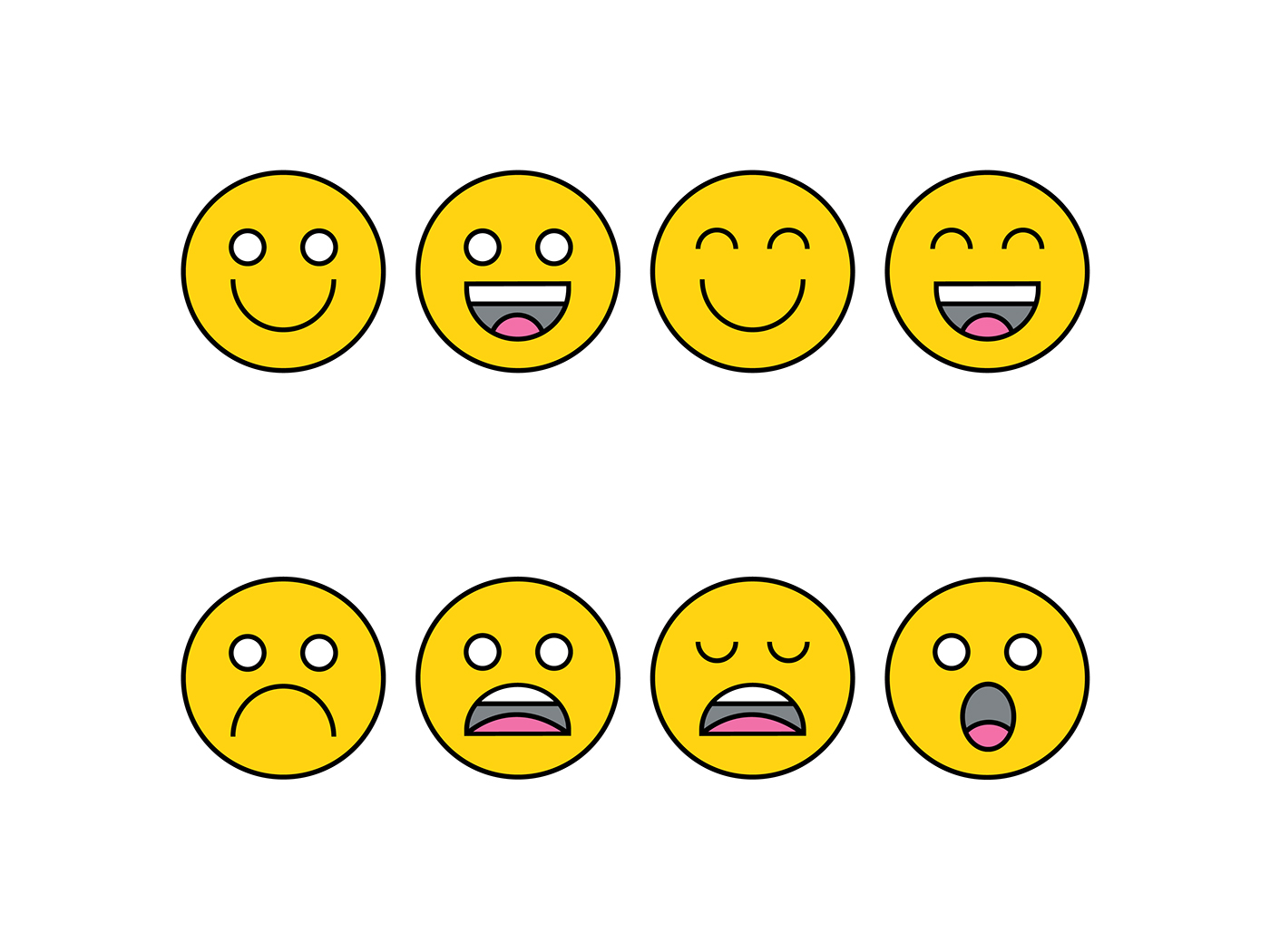 design Illustrator Emojis vector Love sad Thrilled smile Confused
