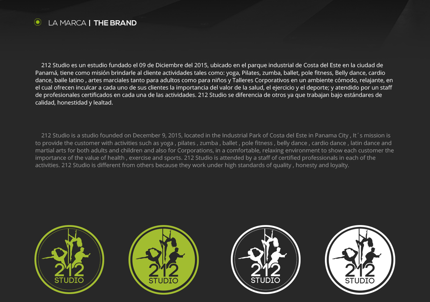 graphic design interfaz user Experience Web movil brand panama venezuela studio Yoga Pole DANCE   karate
