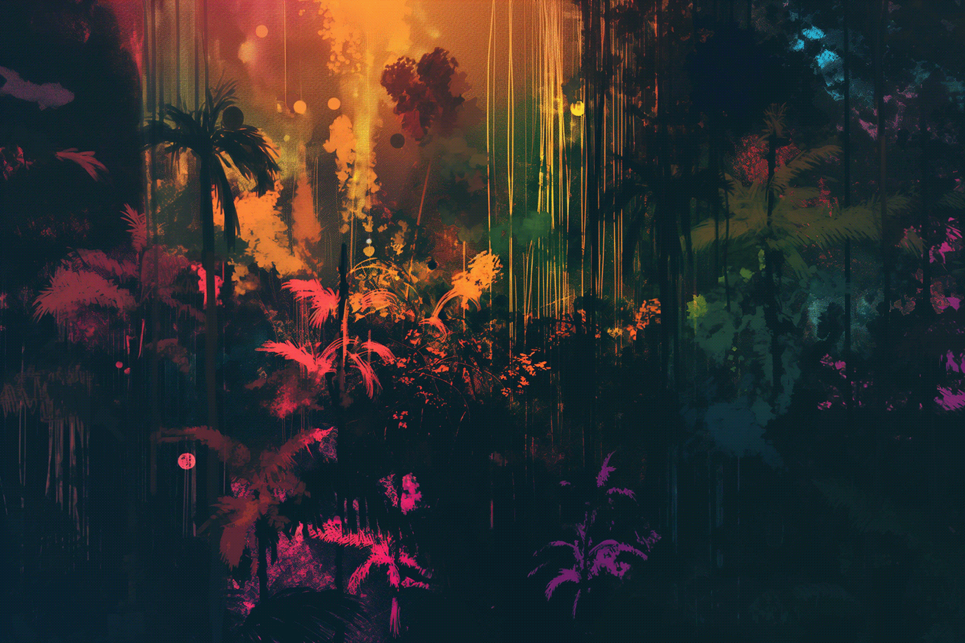 vibrant colours rainforest jungle lush Magical Mood Digital Art  midjourney