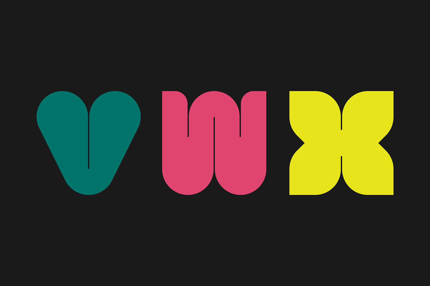 VWX in Tanga font designed by Deborah Ranzetta