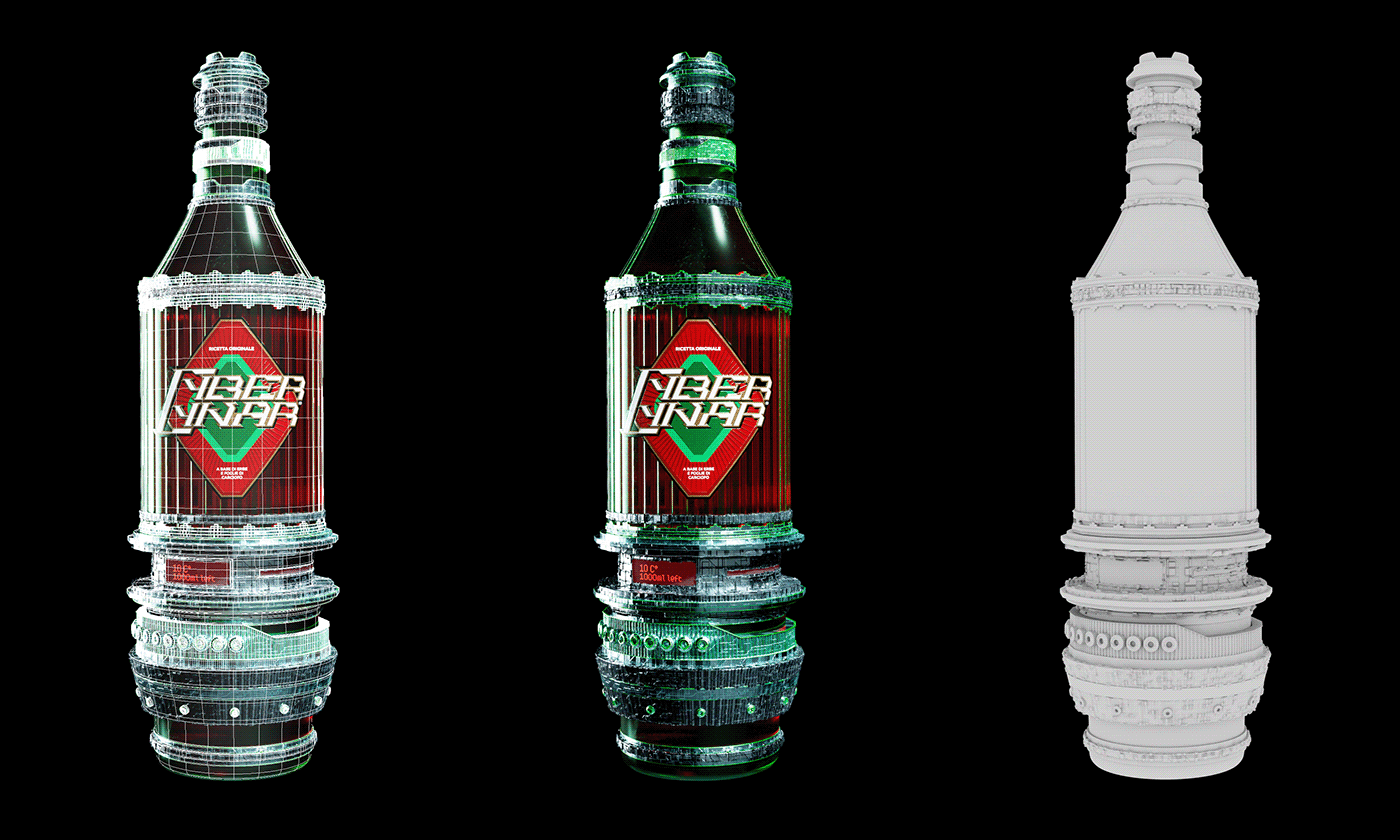 3d modeling bottle bottle design Cyberpunk drink glass hard surface label design tech