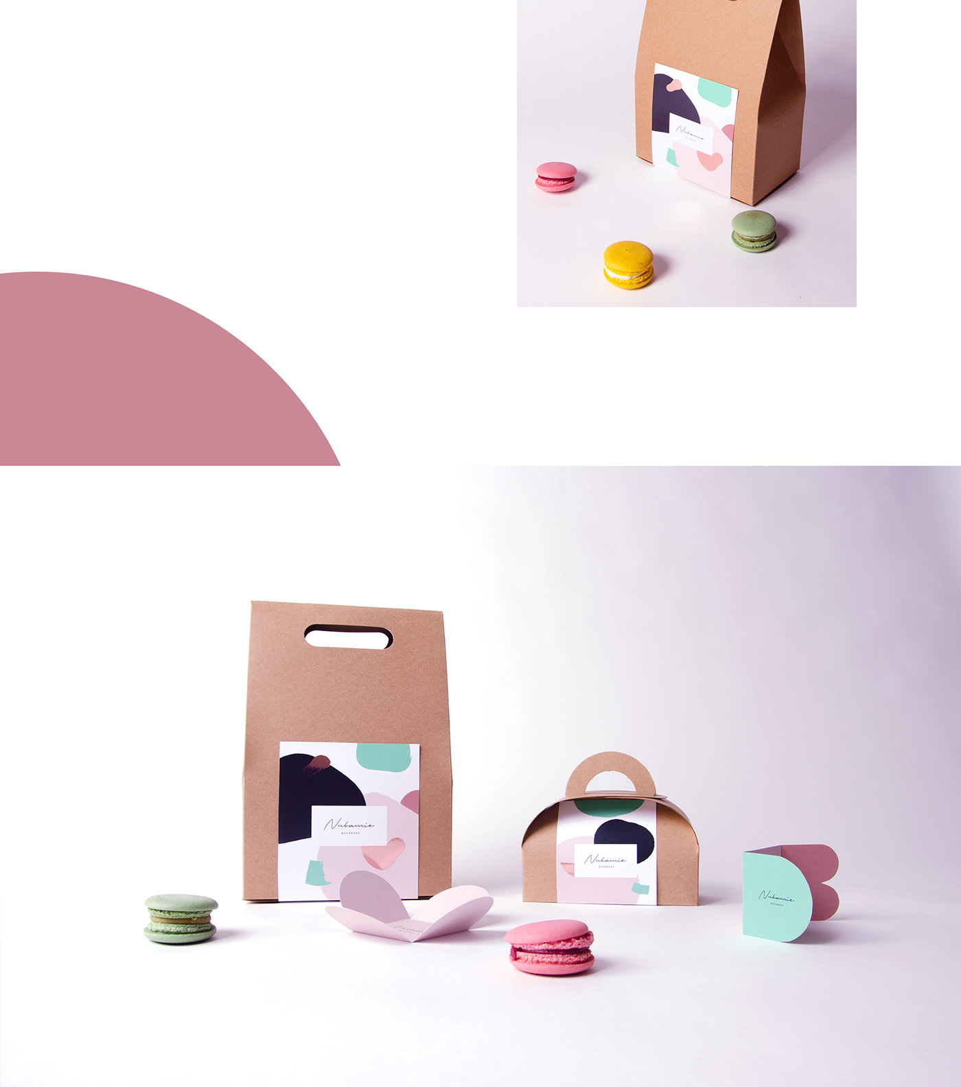 macarons Food  pattern colorful branding  identity Packaging minimal craft cakes