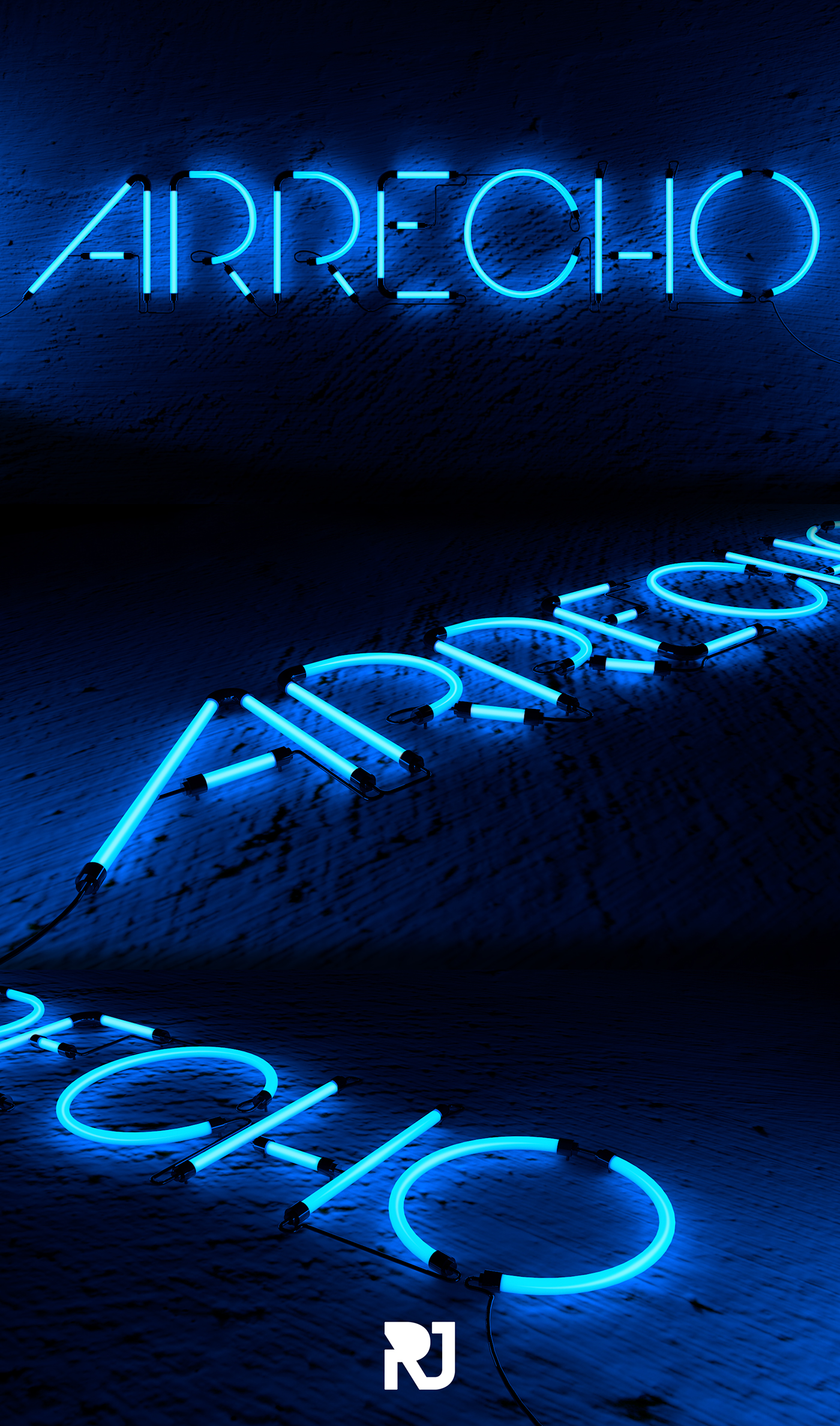 arrecho lettering light neon blue 3D designer typography   cinema4d c4d