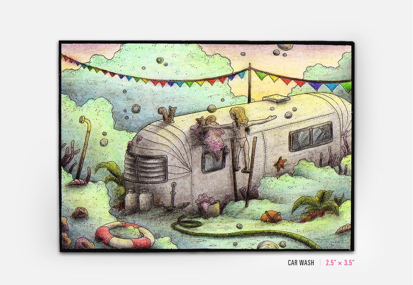 colored pencil pencil ink art trading card aceo Small Format Art fantasy surreal ILLUSTRATION  Drawing 