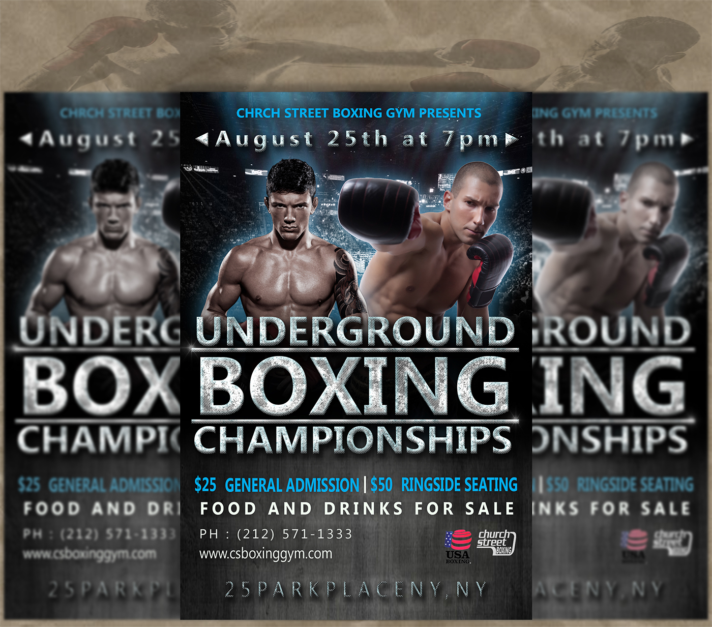 Adobe Portfolio poster design Boxing underground ad usa