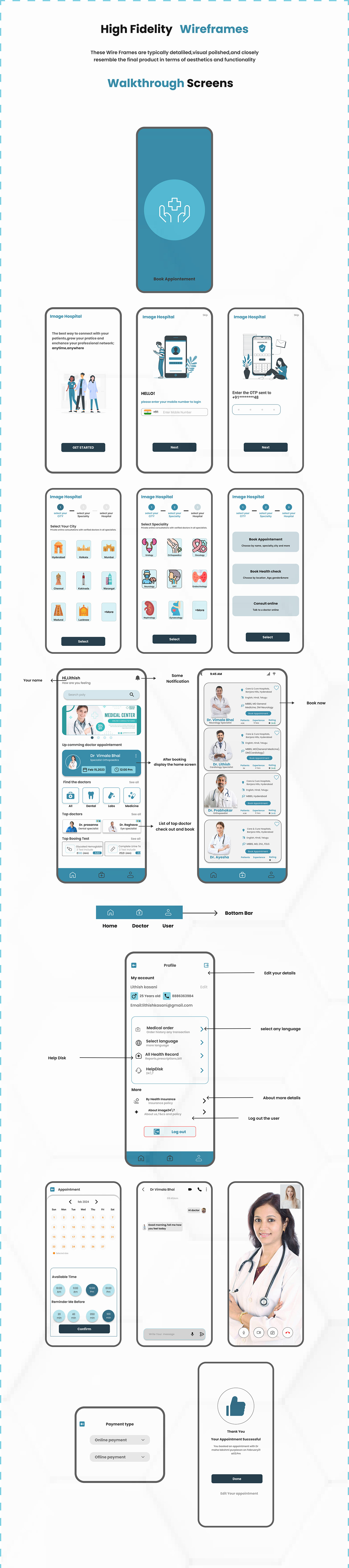 sakthivelkumar mobile app design UI UX Case study Online Doctor Appointment Hyderabad Elearninfotech Vizag UI UX Protfolio