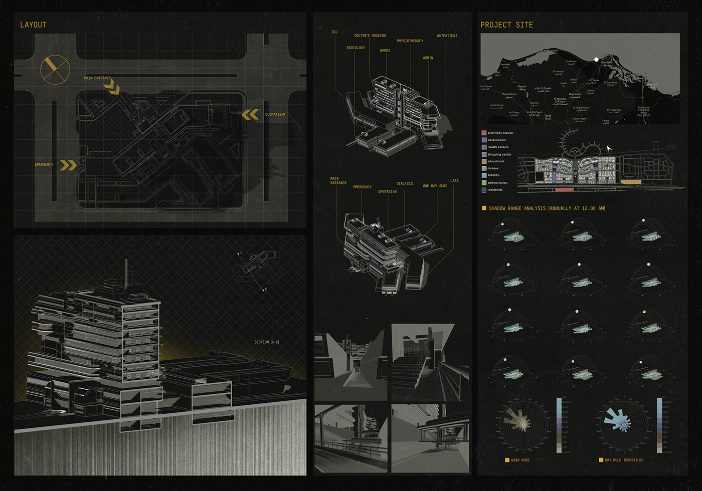 hospital general serenity architecture peace winter atmospheric fog night Project