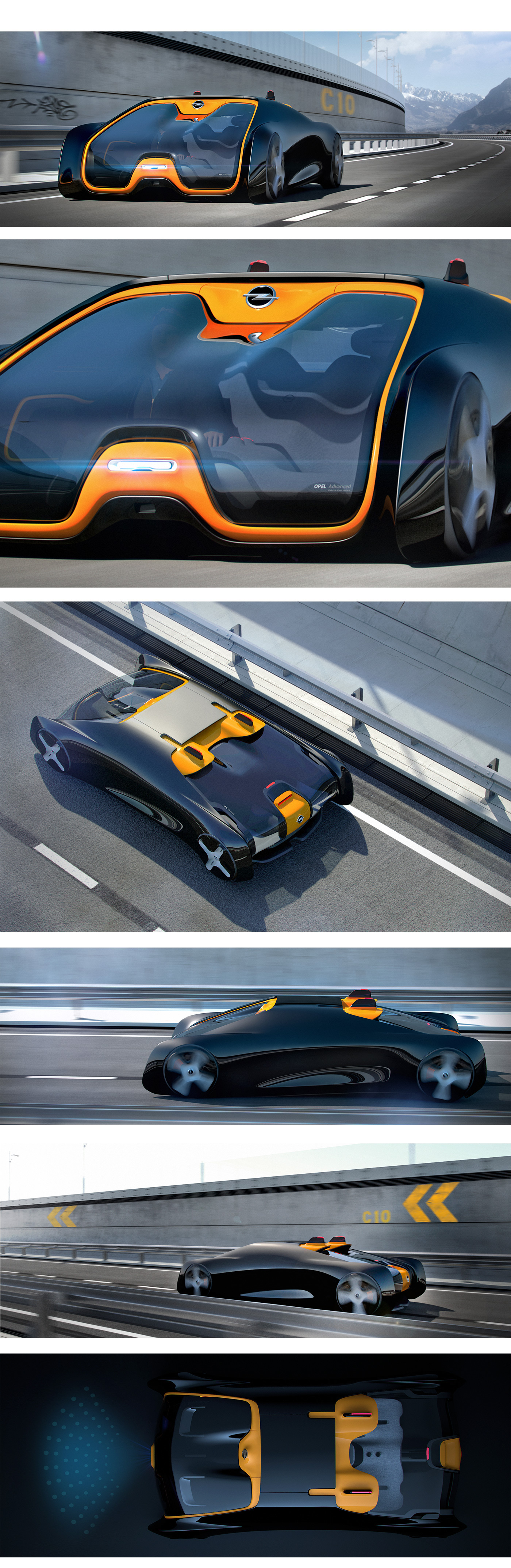 opel roman zenin concept Autonomous electric car Vehicle future black and yellow