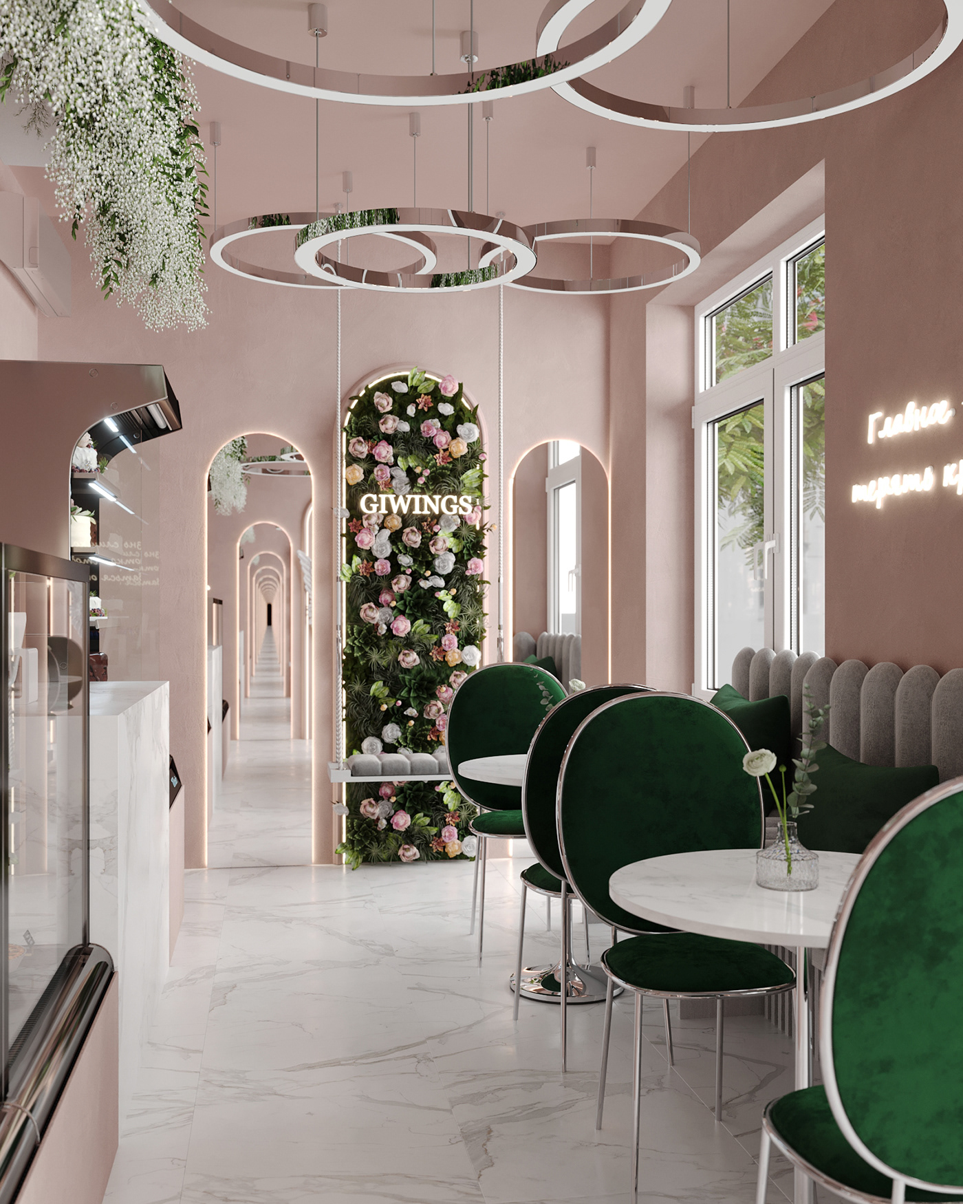 3ds max architecture archviz Cafe design CGI corona interior design  Render restaurant visualization