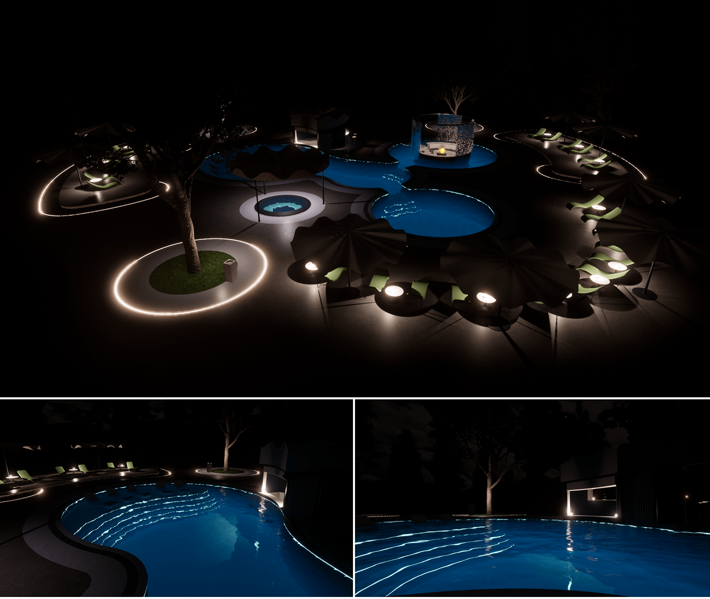 design 3D Render Pool lightroom concept Outdoor urbanism   architecture