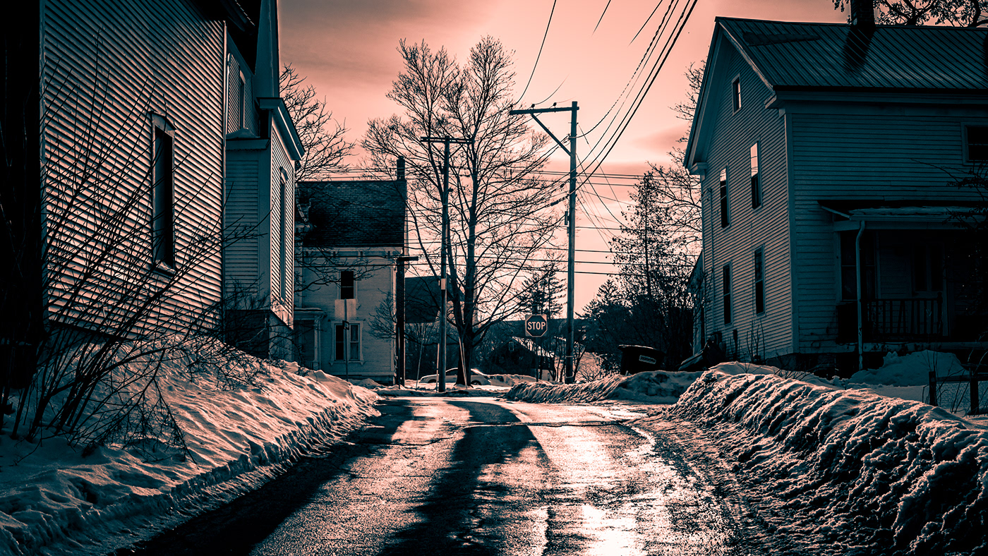 late afternoon middlebury milky light streets usa Vermont