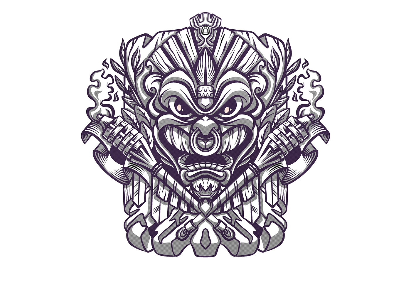 adobe illustrator Digital Art  digital illustration Drawing  sketch Tiki tiki mask Totem vector арт