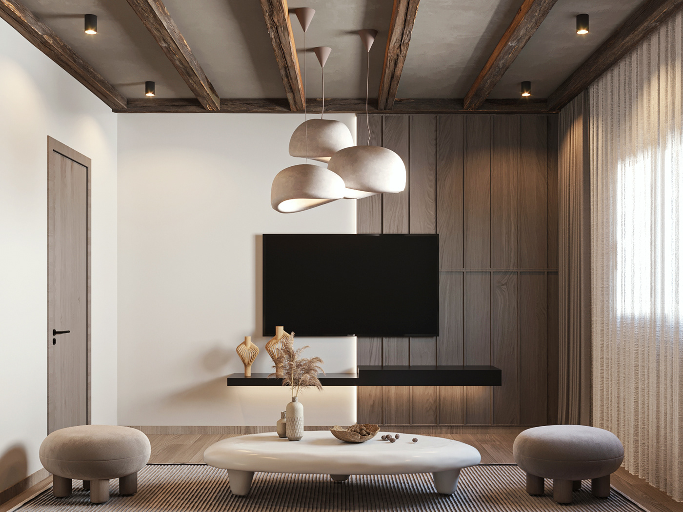 3ds max architecture archviz corona indoor interior design  modern Render visualization Wabi Sabi