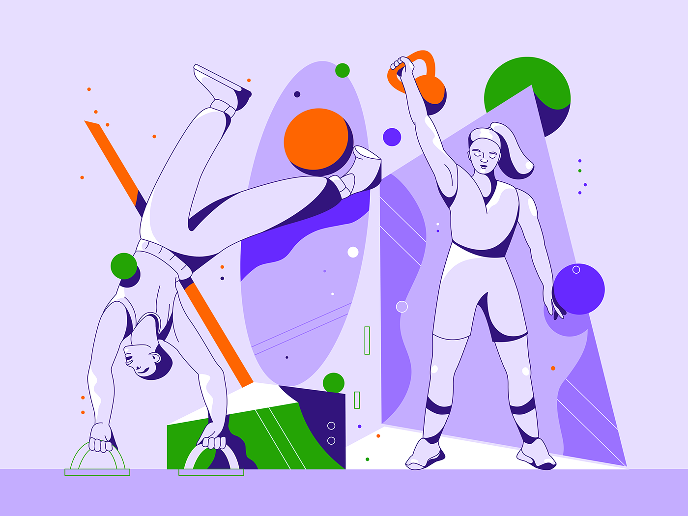 ILLUSTRATION  Digital Art  art direction  Character atmosphere sports fitness Health people color