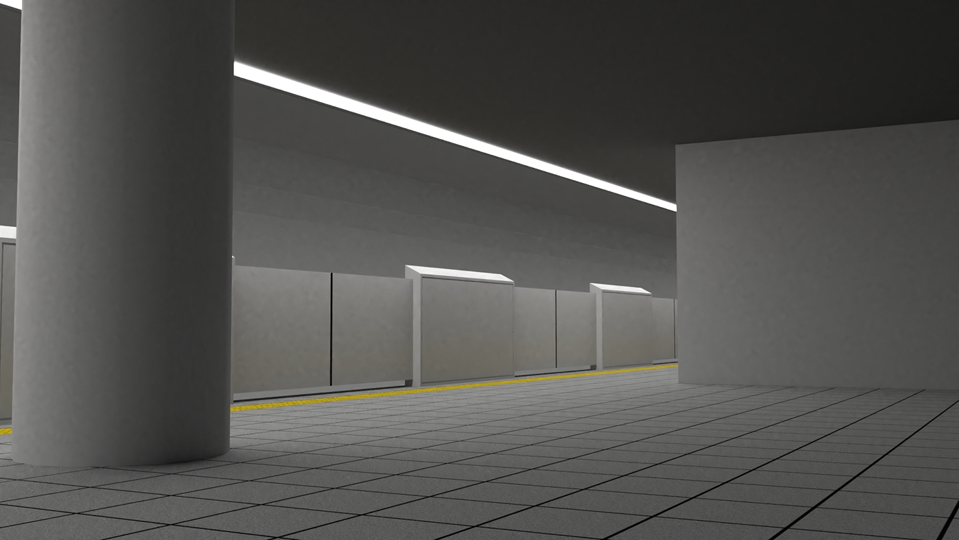 3D modeling subway metro underground STATION earthquake rail tokyo japan