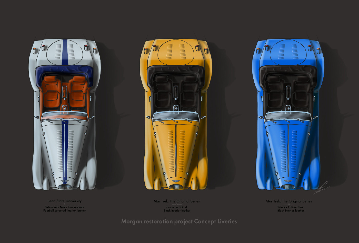 branding  british sportscar concept art concept illustration livery design morgan technical illustration