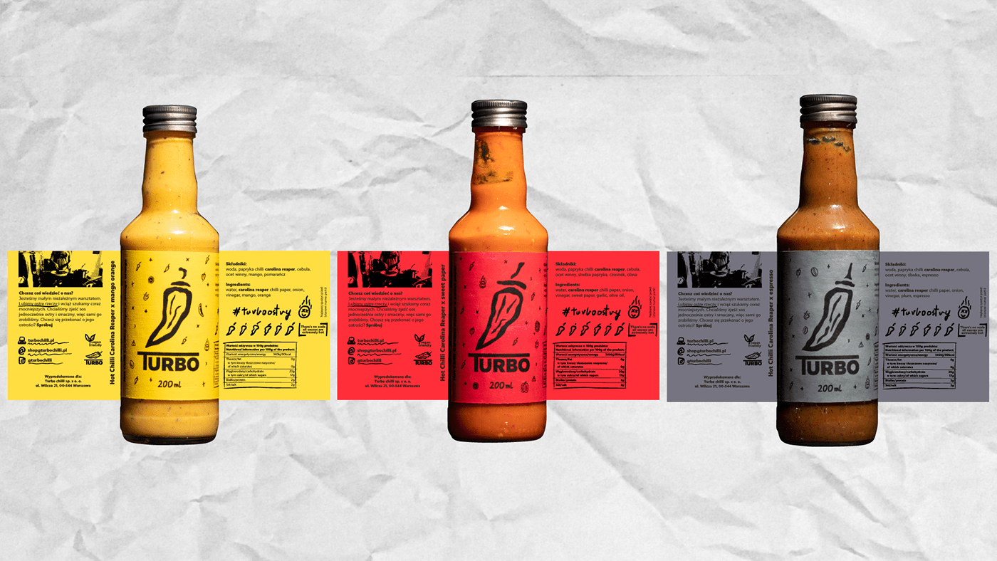 branding  Chilli ciałowicz graphicdesign Hot ID Packaging sauce turbo visualid 